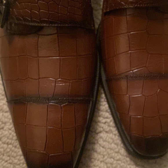 Croc-Embossed Leather Monk Strap Loafers size 9 - Picture 8 of 14